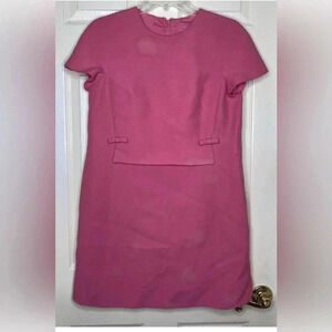 Woman VALENTINO ITALY pink S/s Wool Silk Crepe Bow Classic Dress Sz 6